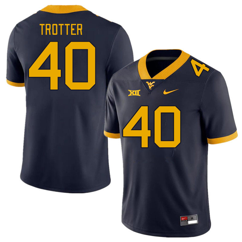Men #40 Josiah Trotter West Virginia Mountaineers College Football Jerseys Stitched Sale-Navy - Click Image to Close